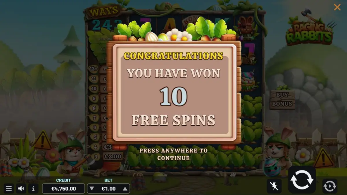 Kelinci kartun bersenjata dalam slot Raging Rabbits